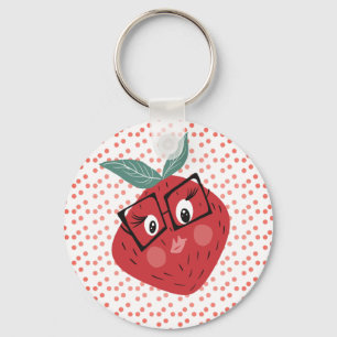 Llavero Dibujo animado de fresa linda dibujado a mano     