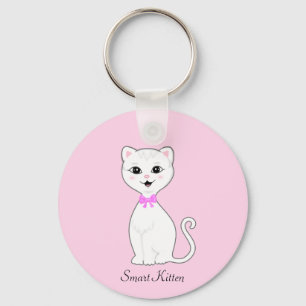 Llavero Dibujo animado de gatito blanco inteligente lindo 