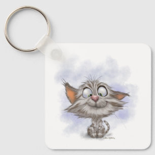 Llavero Dibujo animado de gatito tabby divertido