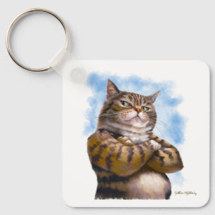 Llavero Dibujo animado de gato atigrado duro
