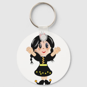 Llavero Dibujo animado de niña pequeña feliz y linda
