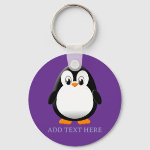 Llavero Dibujo Animado de Pingüino Morado Personalizado Li
