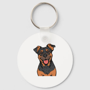 Llavero Dibujo animado de Rottweiler feliz � Perro lindo y