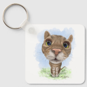 Llavero Dibujo animado divertido de gato atigrado