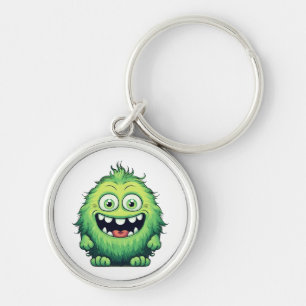 Llavero Dibujo Animado Monstruo Verde Lindo Sonriendo