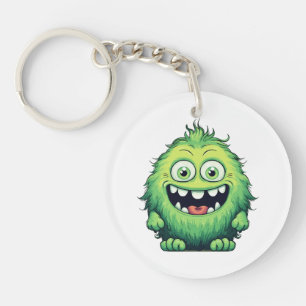 Llavero Dibujo Animado Monstruo Verde Lindo Sonriente