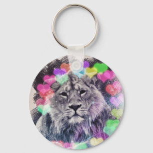 Llavero Dibujo de arte digital de Lion Heart Bokeh