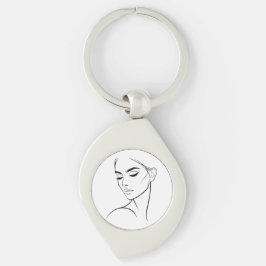 Llavero Dibujo de cara de una mujer de línea nº3