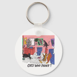 Llavero Dibujo de color humorístico de gatos domésticos qu