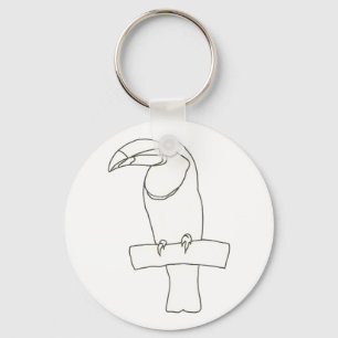 Llavero Dibujo de contorno de pájaro táctil en la cadena d