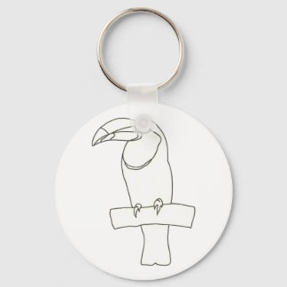 Llavero Dibujo de contorno de pájaro táctil en la cadena d