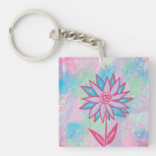 Llavero Dibujo de Flor Pastel Adorable