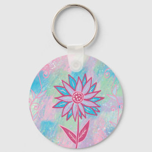 Llavero Dibujo de Flor Pastel Adorable