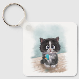 Llavero Dibujo de gatito adorable con esmoquin