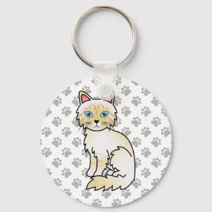 Llavero Dibujo de gato Birman / Ragdoll atigrado de punta 