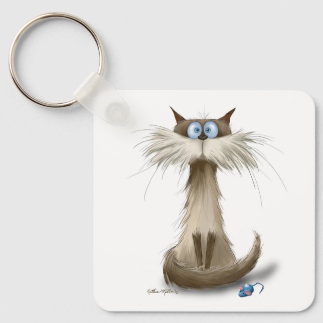 Llavero Dibujo de gato siamés (Anverso)