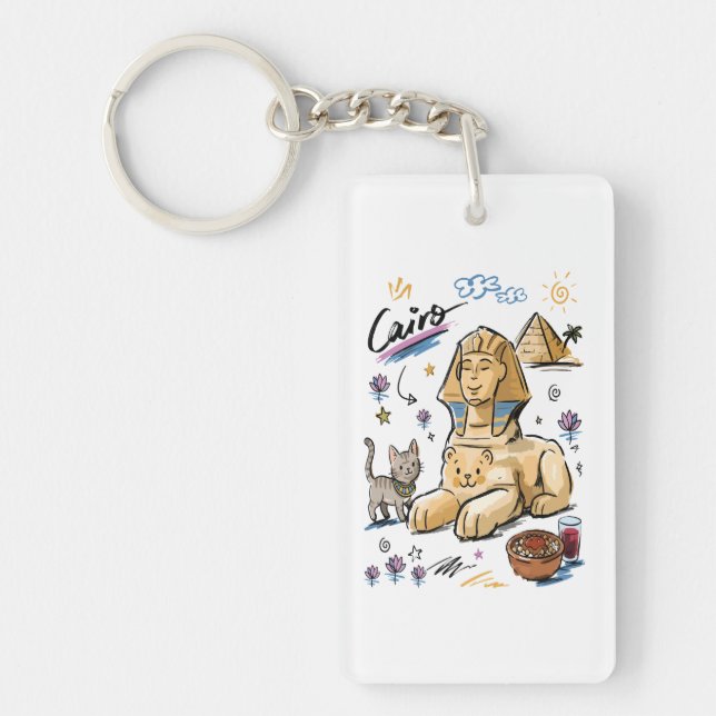 Llavero Dibujo de la Esfinge de El Cairo Egipto (Frente)