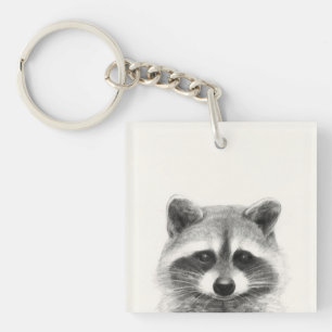 Llavero Dibujo de lápiz de mapache