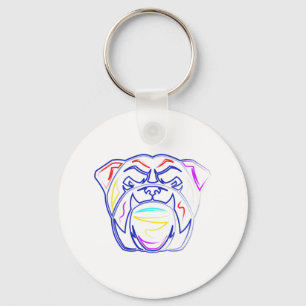 Llavero Dibujo de línea de amantes Bulldog inglés artístic