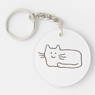Llavero Dibujo de línea de gato de dibujos animados