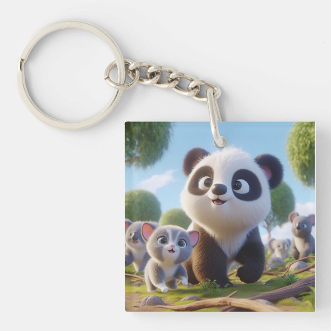 Llavero Dibujo de mamá panda (Frente)
