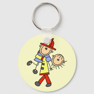 Llavero Dibujo de palitos de bombero salvando vidas