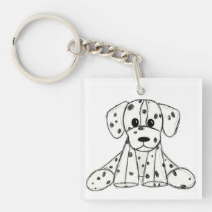 Llavero Dibujo de perro de peluche dálmata contorno simple