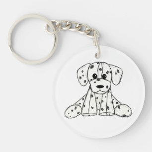 Llavero Dibujo de perro de peluche dálmata contorno simple
