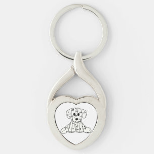 Llavero Dibujo de perro de peluche dálmata contorno simple