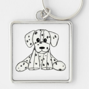 Llavero Dibujo de perro de peluche dálmata contorno simple