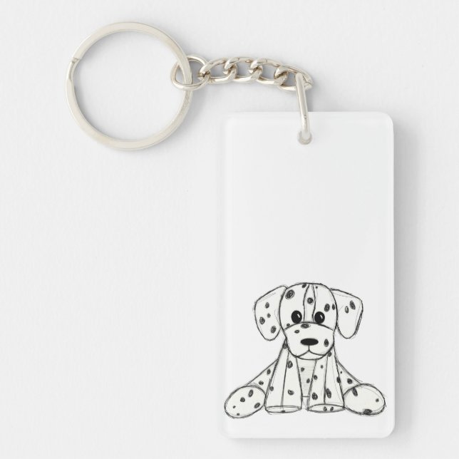 Llavero Dibujo de perro de peluche dálmata contorno simple (Frente)