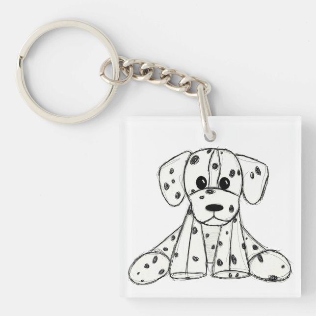 Llavero Dibujo de perros rellenos dálmatas esquema simple  (Frente)