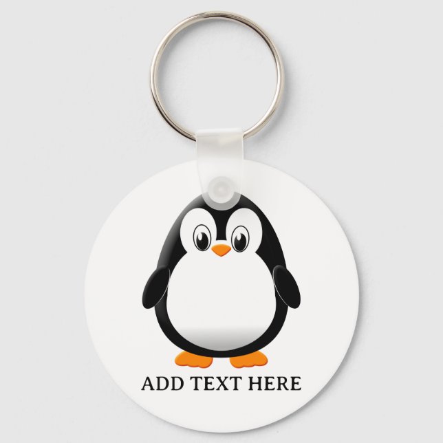 Llavero Dibujo de pingüino animado editable (Reverso )