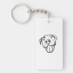 Llavero dibujo de pitbull simple amantes de perros blanco 