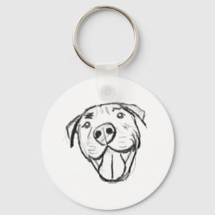Llavero dibujo de pitbull simple amantes de perros blanco 