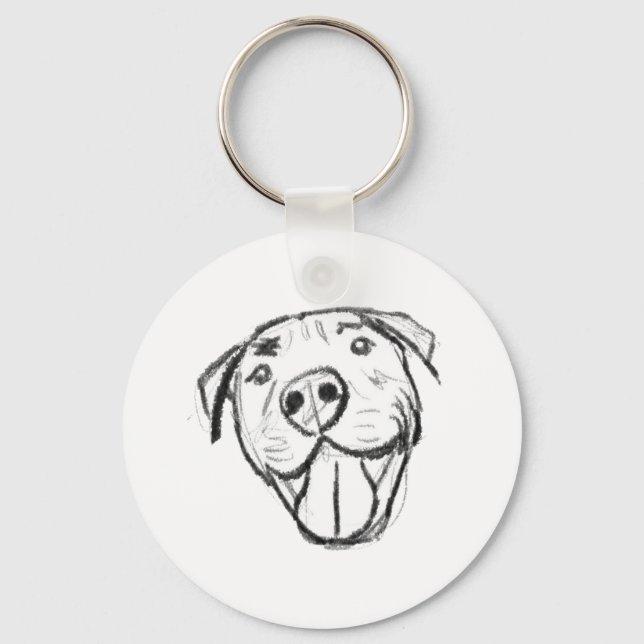 Llavero dibujo de pitbull simple amantes de perros blanco  (Anverso)