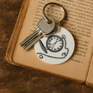 Llavero Dibujo de reloj de bolsillo victoriano vintage