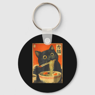 Llavero Dibujo divertido de gato anime retro Ramen gato ja