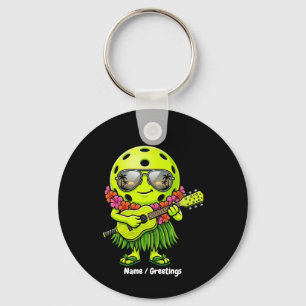 Llavero Dibujo divertido de hula pickleball mascota hawaia
