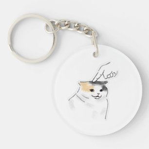 Llavero Dibujo divertido de un gato aplastado por un dedo