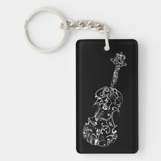 Llavero Dibujo en negro de la línea blanca del violín