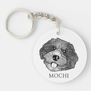 Llavero Dibujo personalizado a mano de perro de Bordoodle