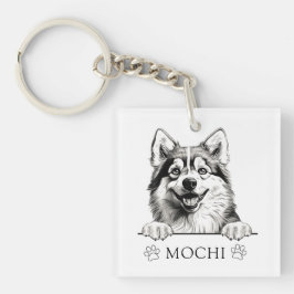 Llavero Dibujo personalizado a mano de perro de Pomsky
