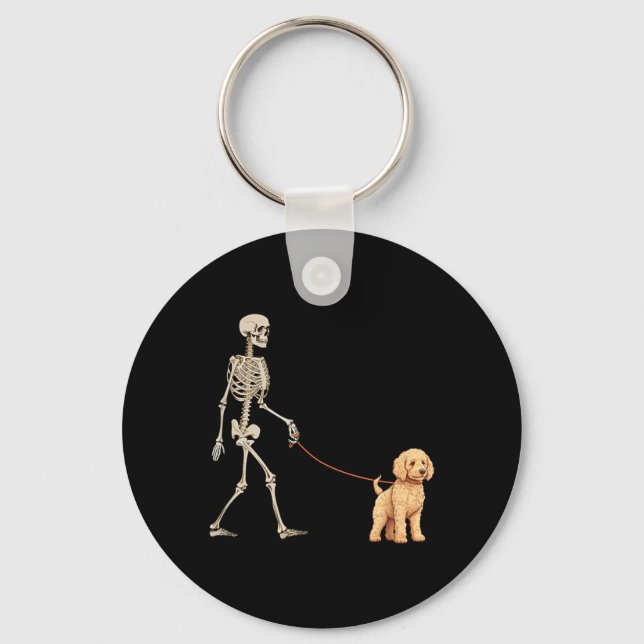 Llavero Dibujos divertidos de Goldendoodle esqueleto perro (Anverso)