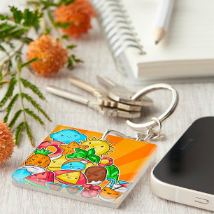 Llavero Dibujos Kawaii de Verano Sol Playa y Tropical
