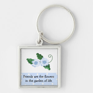 Llavero Dicho de amistad floral azul