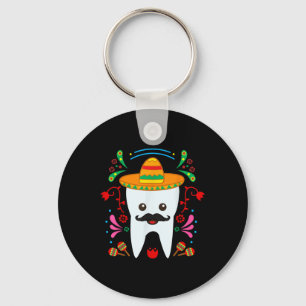 Llavero Diente dental floral Funny Cinco De Mayo Mexicano 