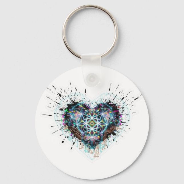Llavero Digital Heart Sacred Geometry Heart Design  (Anverso)