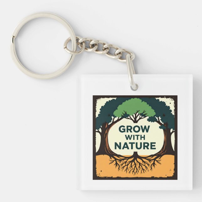 Llavero Digital Illustration of Stylized Tree with Roots a (Frente)
