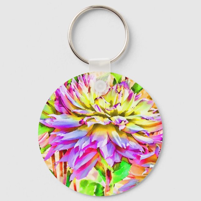Llavero Digital Watercolor Dahlia (Anverso)